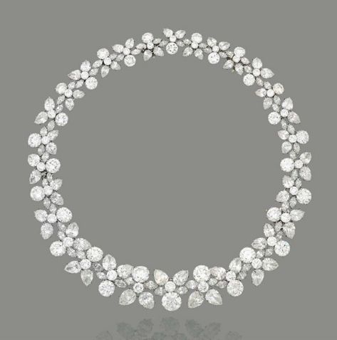 AN IMPORTANT DIAMOND 'HOLLY WREATH' NECKLACE, BY HARRY WINSTON | 1960s, Jewelry | Christie's Harry Winston Necklace, Harry Winston Jewelry, Wreath Necklace, Jewelry By Brand, 1960s Jewelry, Holly Wreath, Fantasy Closet, Harry Winston, Royal Jewels