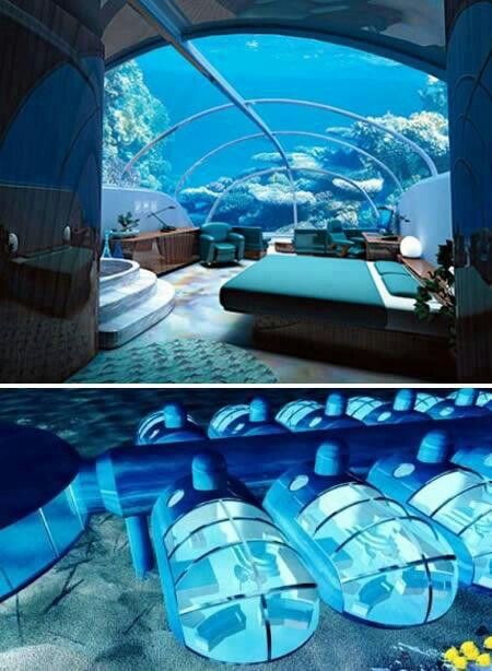 Poseidon resort in fiji..your room is on the ocean floor and you can feed the fish via a button in your room...duuuuude. Underwater Hotel Room, Underwater Hotel, Fiji Resort, Hotel Apartment, Future Travel, Pretty Places, Design Case, Nautilus, Dream Destinations