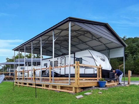 Six Steps to Install RV Covers and the Modern Trends of RV covers Rv Covers With Decks, Rv Covered Parking, Rv Deck, Rv Shelter, Rv Covers, Rv Carports, Custom Rv, Livestock Trailers, Rv Cover