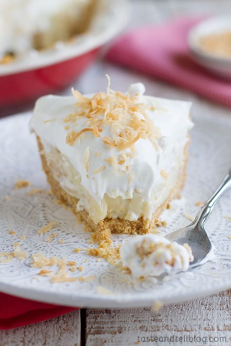 Coconut Cream Pie #recipe Maple Cream Pie Recipe, Maple Cream Pie, Taste And Tell, Coconut Cream Pie Recipes, Lemon Cheesecake Recipes, Coconut Pudding, Coconut Pie, Maple Cream, Chocolate Cream Pie