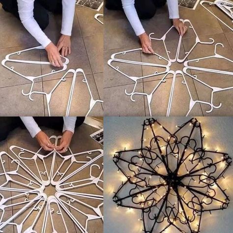 Diy Snowflake Decorations, Snowflake Decoration, Hanger Crafts, Holiday Crafts Diy, Christmas Wreaths Diy Easy, Minimalist Christmas Tree, Candy Land Christmas Tree, Christmas Float, Christmas Float Ideas