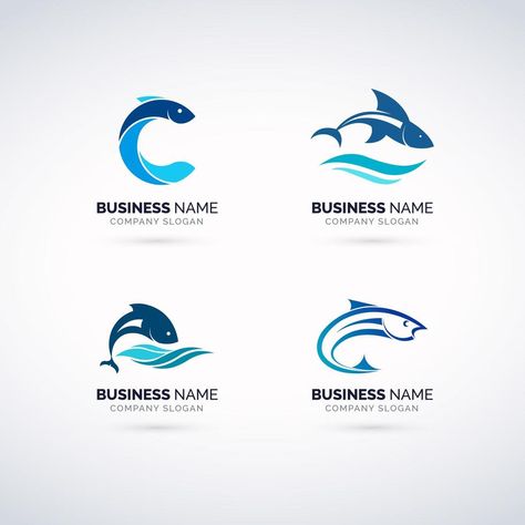 Fish Logo set Fish Design Logo, Sea Logo, Eagle In Flight, Water Logo, Fish Logo, Logo Set, Fish Design, Social Media Design Graphics, Free Vectors