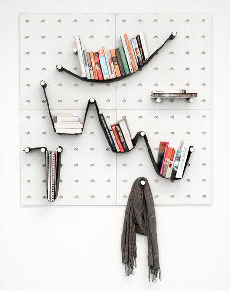 Modular Bookshelves, Info Board, Organization Inspiration, Modular Shelving, Modular Furniture, Design Sponge, Wall Organization, Book Shelf, Peg Board