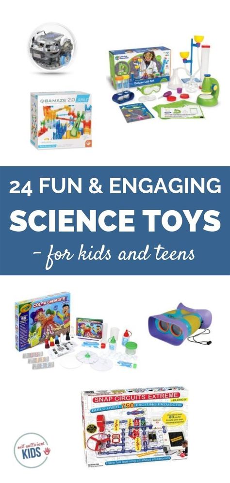 These twenty-four science toys for kids make STEM both engaging and fun for kids of all ages. Find toys for preschoolers (ages 3-5), and toys focused on engineering, chemistry, electricity, robots, and the natural world. These toys make great gifts for kids and best of all, kids will be having so much fun they won’t even realize they’re learning! #sciencetoysforkids #sciencetoysforpreschoolers Toys For Kids To Make, Toys For Preschoolers, Outside Activities For Kids, Chemistry Kit, Science Kits For Kids, Stem Subjects, Engineering Toys, Weather Science, Primary Science