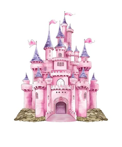 Princess Castle Drawing, Disney Princess Cake Topper, Castle Cake Topper, Non Disney Princesses, Diy Cake Topper Birthday, Princess Castle Cake, Disney Png, Disney Princess Castle, Baby Shower Background