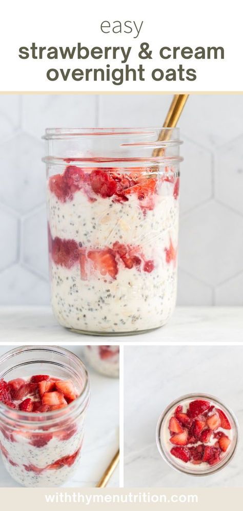 Red, juicy and naturally sweet, strawberries are the best addition to your overnight oats! And this Strawberry and Cream Overnight Oats recipe could not be more satisfying and delicious! With this recipe, you can mix up a nutrient-rich breakfast that tastes like dessert in just minutes! Strawberry And Cream Overnight Oats, Overnight Oats Strawberry, Meals To Cook At Home, Overnight Oat Recipes, Overnight Oats Recipe Easy, Low Carb Dairy Free, Strawberry Overnight Oats, Rich Breakfast, Paleo Breakfast Recipes