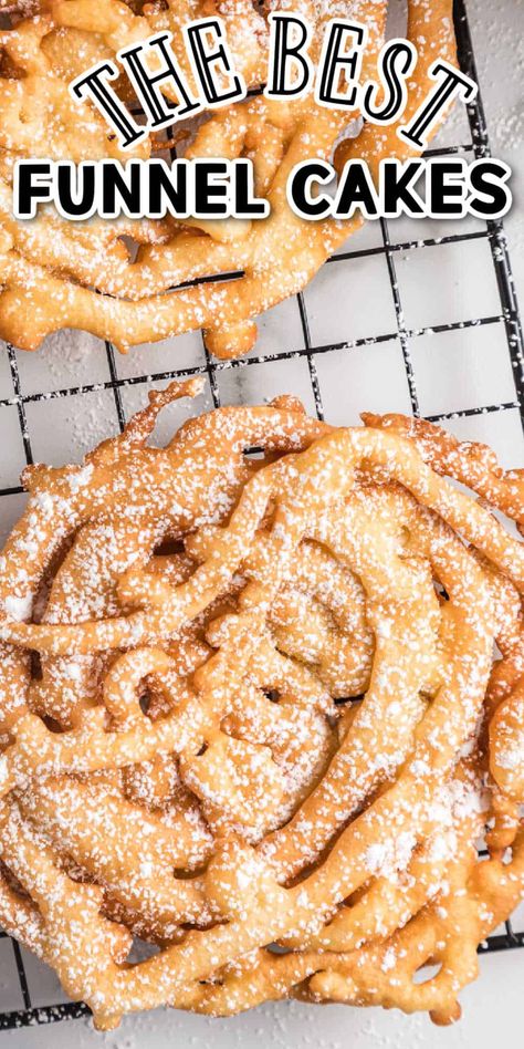 Funnel Cake Recipe Easy, Funnel Cake Bites, Homemade Funnel Cake, Funnel Cake Recipe, Funnel Cakes, Cake Bites, Easy Baking Recipes Desserts, Funnel Cake, Fair Food Recipes