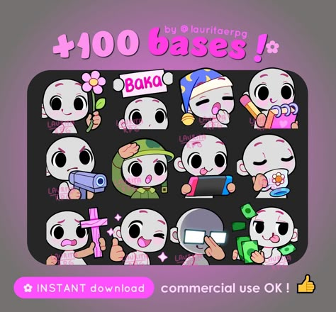 Level up your streams and Discord server with 105 unique DIY emotes! This pin is packed with creative emote ideas for Twitch and Discord, including cute emotes, animated emotes, and more.  Find the perfect base for your emote commissions or design your own custom emotes using this ultimate guide.  Learn how to create captivating emotes and Discord stickers that will elevate your online presence. Explore countless emote ideas for Twitch, discover the best emote bases, and unleash your creativity today!  #DIYemotes #TwitchEmotes #DiscordEmotes #EmoteIdeas #EmoteCommissions #CustomEmotes #TwitchEmotesBase #EmotesBase #DiscordStickers #CuteEmotes #AnimatedEmotes #EmoteDesign Emote Ideas Twitch, Male Twitch Emote, Twitch Emotes Base Free, Emotes Twitch Base, Twitch Emotes Base, Emote Drawing, 30 Days Of Drawing, Twitch Aesthetics, Chibi Painting