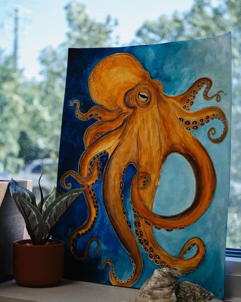 A. Shepp | Literally so many Octopus variations Ive done in the past few weeks. I love it! #painting #watercolor #gouache #acrylic #paint #art… | Instagram Ocean Conservation Art, Animal Painting Ideas On Canvas, Octopus Painting Acrylic Easy, Octopus Painting Acrylic, Paint Octopus, Underwater Paintings, Paint 2024, Painting Octopus, Octopus Artwork