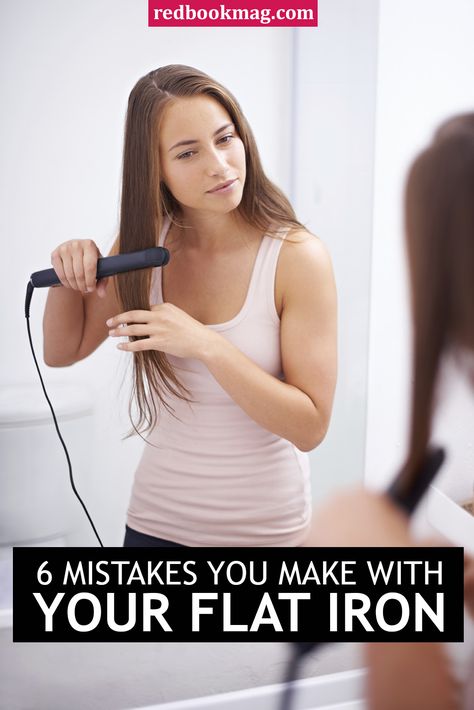 FLAT IRON MISTAKES: Addicted to your flat iron? If so, use these tips to avoid hair styling blunders and damaging mistakes! Here you'll learn the best way to pre-treat your hair, how to select the right heat setting for your hair, how to properly section hair, and so much more! We bet you're making this one major mistake that we've all done before! Click through to find out what it is and to find the best hair hacks and styling tips from Redbookmag.com. Straightening Hair Tips, Flat Iron Tips, Straightening Hair, Ponytail Tutorial, Best Curlers, Hair Mistakes, Flat Irons, Flat Hair, Flat Iron Hair Styles