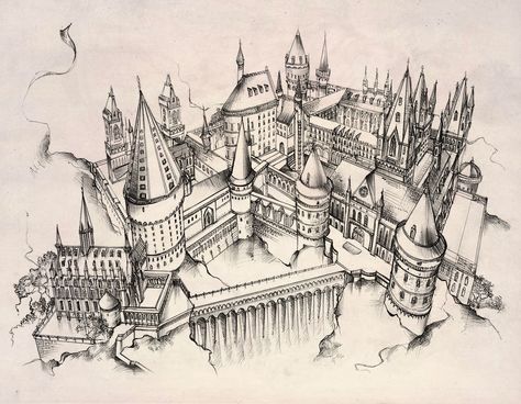 Hogwarts castle by Andette.deviantart.com on @DeviantArt Hogwarts Castle Drawing, Harry Potter Teams, Fanart Harry Potter, Harry Potter Sketch, Harry Potter Castle, Castle Drawing, Not Musik, Harry Potter Tattoos, Harry Potter Artwork