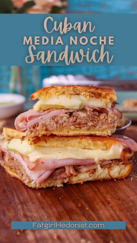 Traditional Cuban sandwich made on a sweet egg roll, a staple of Cuban cuisine. Sandwich Alternatives, Sandwich Cubano, Sweet Egg, Sandwhich Recipes, Cuban Dishes, Cuban Cuisine, Gourmet Sandwiches, Cuban Sandwich, Whats For Lunch