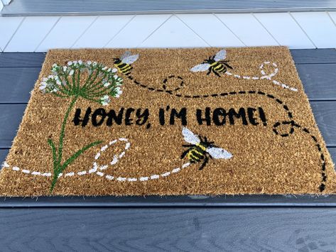 Door Matts, Cute Doormats, Cute Welcome Mat, Outdoor Entryway Decor, Cute Door Mats, Doormat Ideas, Spring Doormats, Mat Ideas, Door Mat Diy