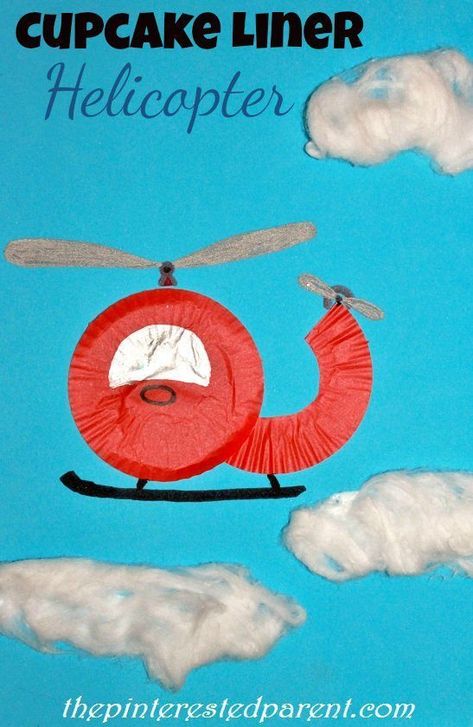 Cupcake Liner Helicopter Craft Transportation Prek, Helicopter Craft, Preschool Transportation, Transportation Preschool Activities, Mayday Mayday, Cupcake Liner Crafts, Whale Crafts, Transportation Unit, Transportation Activities