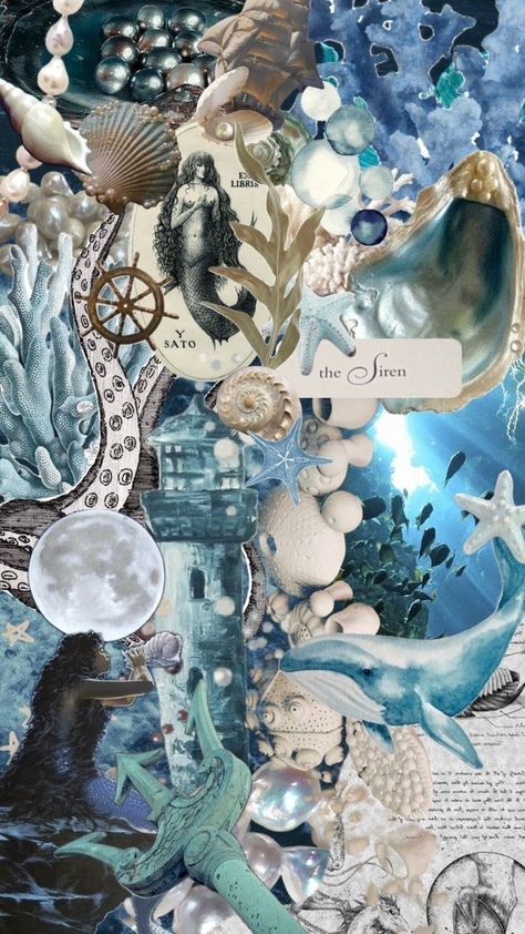 Undersea Aesthetic, Mermaid Collage, Y2k Mermaid, Moon Mermaid, Siren Aesthetic, Siren Core, Dark Mermaid, Mermaid Wallpapers, Mermaid Core