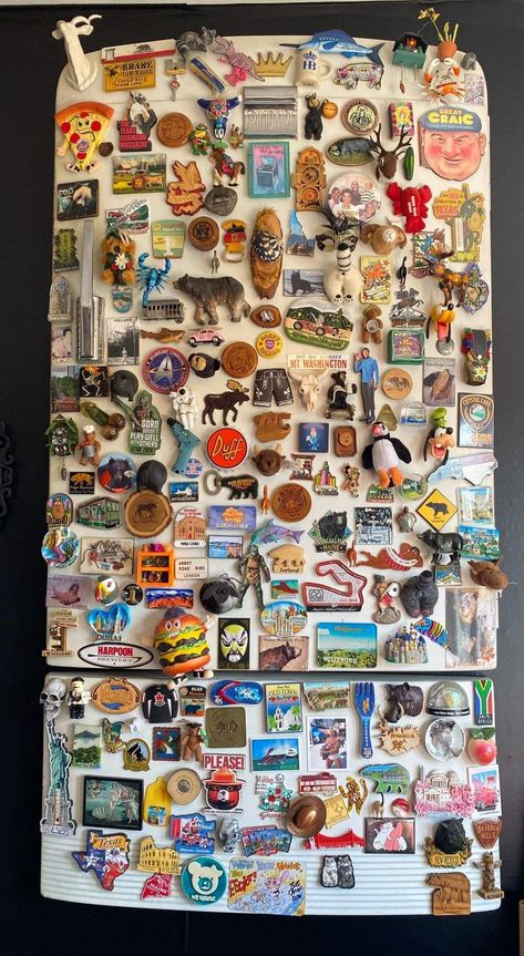 Fridge With Magnets, Magnetic Personality, Magnet Boards, Vintage Fridge, Flying The Nest, Magnet Collection, Artisan Decor, Cool Room Decor, Vision Board Images