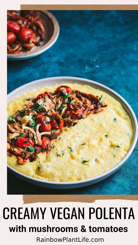 Vegan Polenta, Rainbow Plant Life, Vegan Winter Recipes, Mushroom Polenta, Cold Weather Comfort Food, Vegan Instant Pot Recipes, Creamy Polenta, Vegan Holiday, Vegan Brunch