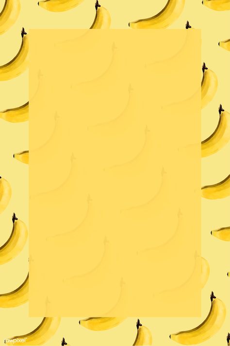 Hand drawn natural fresh banana patterned frame vector | premium image by rawpixel.com / Aom Woraluck Banana Background Wallpapers, Yellow Food Background, Banana Image, Banana Background, Banana Nutrition, Banana Wallpaper, Street Food Design, Yellow Food, Food Background