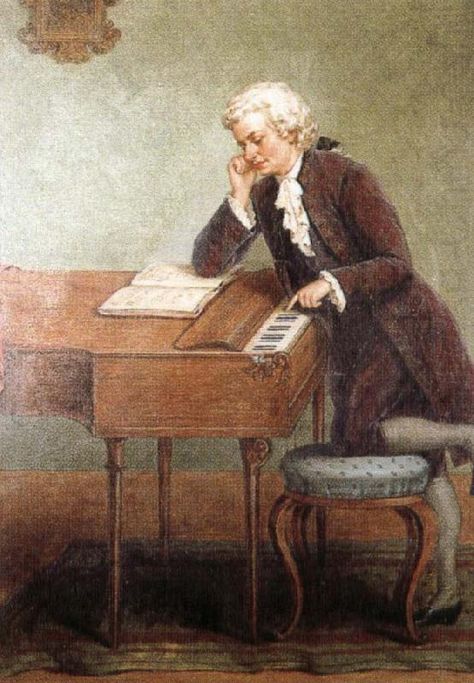 a romantic artist's impression of Mozart composing, painted around 1880 by Josef Buche Antonin Dvorak, A Romantic, Picture Frame, Selfies, Piano, Oil Painting