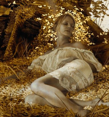 Brad Kunkle, Beautiful Bizarre, Gold Art Painting, Bizarre Art, Gold Leaf Art, Gold Leaf Painting, Figurative Artists, Painted Leaves, Traditional Paintings