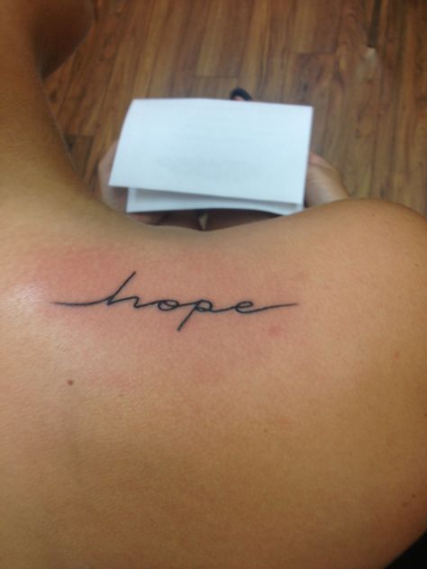 Hope tattoo! #hope #faith #love #creations #thunderbay #remy Font Tato, Hope Tattoo, Omerta Tattoo, Daisy Tattoo, Writing Tattoos, Tattoo For Son, Disney Tattoo, Tattoo Font, Tattoo Script