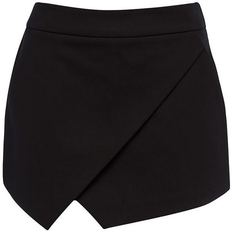 Forever New Lucy Wrap front skort ($51) found on Polyvore Asymmetrical Skirts, Asymmetrical Outfit, Asymmetrical Mini Skirt, Asymmetrical Skort, Mini Skirt Fashion, Skirt Asymmetrical, Rok Mini, Gothic Skirts, Black Skort