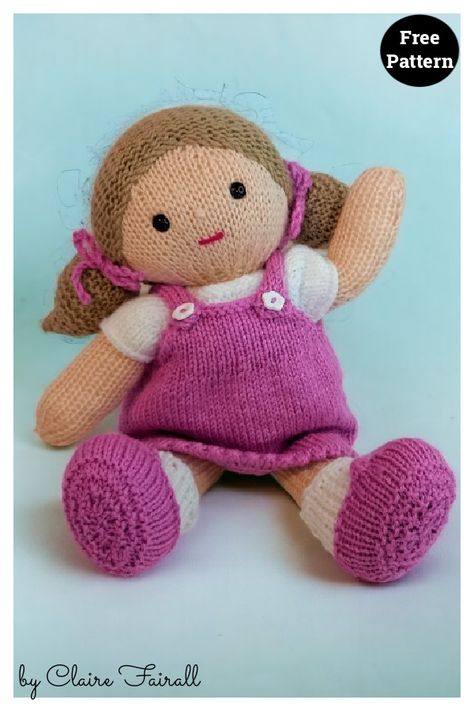 Ida Doll Free Knitting Pattern Knitting Dolls Free Patterns, Free Baby Patterns, Knitting Projects Free, Knitted Dolls Free, Teddy Bear Knitting Pattern, Knitted Doll Patterns, Hand Knit Doll, Knitted Toys Free Patterns, Knitting Dolls Clothes