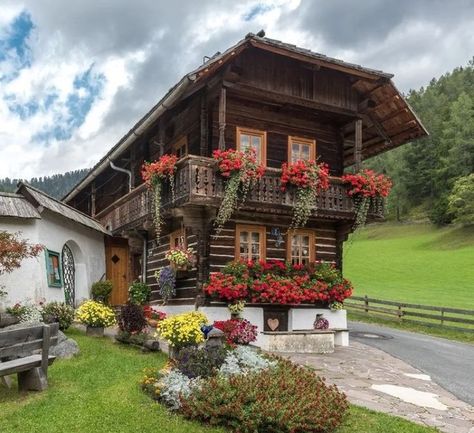 An old, traditional wooden house in Slovenia ~.~ Alpine Cabin, Mountain Chalet, Mountain House, Wooden House, Slovenia, Log Cabin, Country House, Art Studio, Beautiful Homes