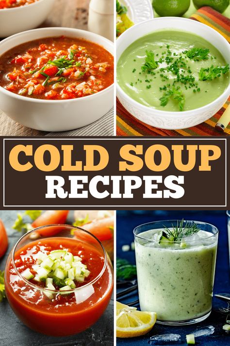 Looking for the best cold soup recipes for warmer weather? From gazpacho to tomato basil to asparagus, these refreshing soups are perfect for summer. Soup Recipes For Colds, Recipes For Colds, Summer Soup Recipes, Cold Soup Recipes, Roasted Red Pepper Soup, Chilled Soup, Zucchini Soup, Summer Soup, Healthy Holiday Recipes