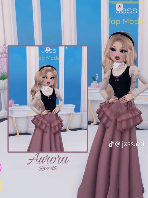 Aurora Dress To Impress, Disney Dti Outfit, Dti Outfits Princess, Princess Dti Ideas, Dti Character Fit, Dti Outfits Ideas Theme, Dti Princess Outfit Ideas, Dress To Impress Character, Disney Princess Dress To Impress