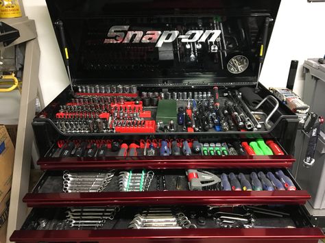 Snap on tool collection and box Tool Box Ideas, Snap On Tool Box, Snap On Tool Box Ideas, Snap On Tools, Tool Box Organization Ideas, Toolbox Organization, Mechanic Tool Box, Truck Tools, Truck Tool Box