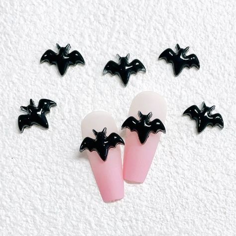 30PCS 3D Black Bat Nail Charms Accessories Parts For Halloween Nail Art Decoration Design Supplies Material Manicure Decor Tool - AliExpress 66 Bat Nail Art, Nail Bat, Halloween Bat Nails, Bat Nails Art, Bat Nails, Halloween Nails Diy, Festive Manicure, Diy Photo Frames, Nail Art Jewelry