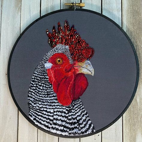 Plymouth Rockin' Rooster Amanda Barnes, Make Your Own Story, Plymouth Rock, Animal Embroidery, Vintage Beads, Embroidery Craft, Embroidery Inspiration, Embroidery Art, Plymouth