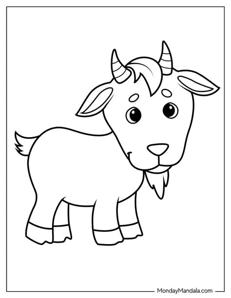 Goat Coloring Page Free Printable, Goat Printables Free, Goat Template Free Printable, Goat Crafts For Toddlers, Goat Template, Goat Printable, Goat Coloring Pages, Goat Craft, Images Of Cows