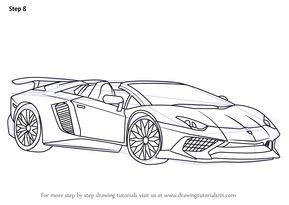 Learn How to Draw Lamborghini Aventador LP750-4 SV Roadster (Sports Cars) Step by Step : Drawing Tutorials Car Drawing Lamborghini, Lamborghini Drawing Sketches, How To Draw A Lamborghini, Cute Car Drawings, Lamborghini Aventador Drawing, Sport Car Drawing, Supercar Drawing, Lamborghini Sketch, Sports Car Drawing