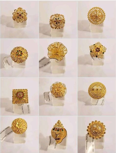 Gold Ring Design For Women Indian Traditional, Nosepins Indian Gold, Umbrella Ring Gold, Big Rings Indian Gold, Jodha Ring Design Gold, Jodha Ring, Gold Rings Jewelry Design, Ad Rings, Gold Ring Design