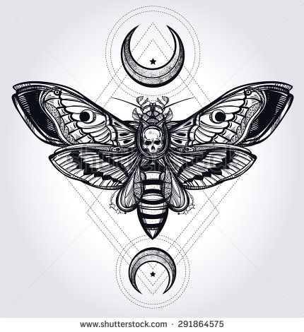 Moth Tattoo Design, Tattoo Painting, Deaths Head, Insect Tattoo, Bug Tattoo, Tattoo Trend, Geometric Tattoos, Hawk Moth, Moth Tattoo