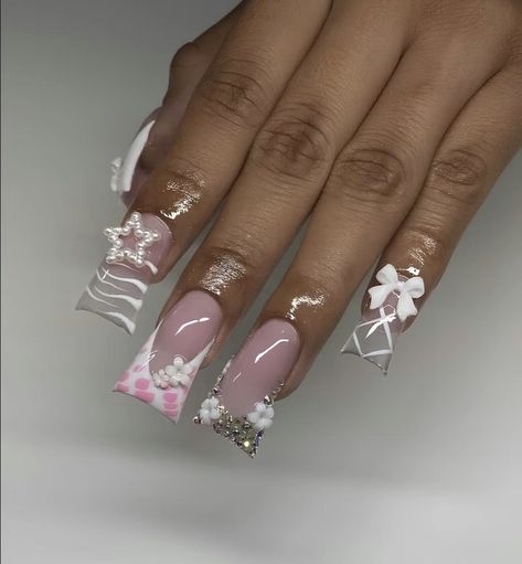 Pink Duck Nails, Pink Duck, Boutique Nails, Duck Nails, Colored Acrylic Nails, Nails Set, Glamorous Nails, Acrylic Nails Coffin Pink, Pink Bling