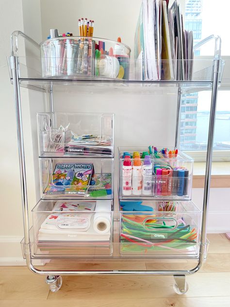 Rolling Craft Cart, Office Supply Storage, Craft Cart, Arts And Crafts Storage, Kids Craft Supplies, Girl Room Art, Home Edit, Kids Playroom Decor, Art Supply Organization