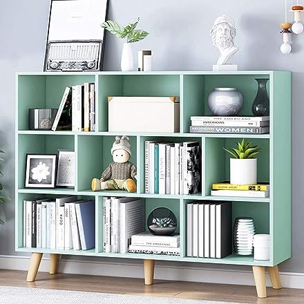 Amazon.com Shopping Cart Open Shelf Bookcase, Contemporary Bookshelf, Standing Display, Tiffany Green, Low Bookcase, American Interior, Modern Bookcase, Shelf Bookcase, Kids Bookcase