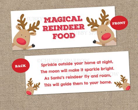 Magic Reindeer Food Favor Bag Toppers HOLIDAY party Printable | Etsy Food Poem, Magic Reindeer Food, Favor Bag Toppers, Gift Tags Christmas, Classroom Christmas, Colored Sugar, Reindeer Food, Room Mom, Food Topper