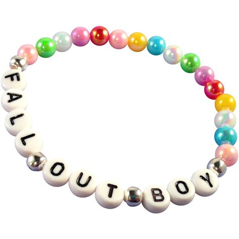 FALL OUT BOY Pastel Acrylic 6mm Bead Elastic Girls Bracelet with White... ($4.21) ❤ liked on Polyvore featuring bracelets, jewelry, accessories and fall out boy Fall Out Boy Bracelet, Boy Bracelets, Boy Bracelet, Boys Bracelets, Girls Bracelet, Bottle Cap Art, Kandi Bracelets, Letter Beads, Bracelets Jewelry