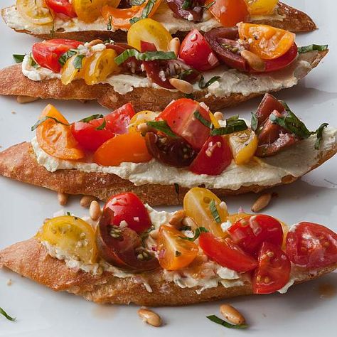 Tomato Crostini with Whipped Feta - Barefoot Contessa Tomato Crostini With Whipped Feta, Tomato Crostini, Best Ina Garten Recipes, Barefoot Contessa Recipes, Crostini Appetizers, Easter Food Appetizers, Ina Garten Recipes, Whipped Feta, Barefoot Contessa