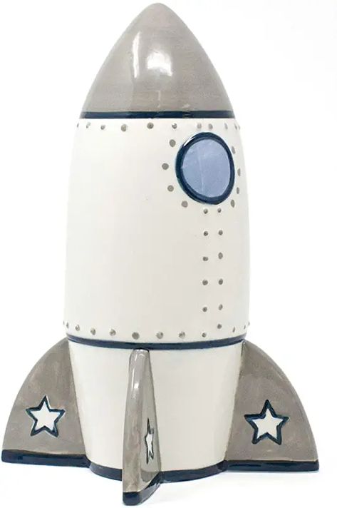 Amazon.com: piggy bank for boys Rocket Decorations, Cow Abduction, Rockets For Kids, Saving Habits, Space Themed Nursery, Kid Projects, Kids Money, Kids Exploring, Cute Piggies