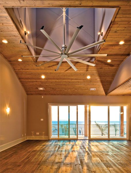 Oversized Ceiling Fan - modern Isis by Big Ass Fans Home Radiators, Large Ceiling Fans, Trendy Living Rooms, Modern Ceiling Fan, Cathedral Ceiling, Modern Ceiling, Sustainable Home, Home Automation, Ceiling Fans