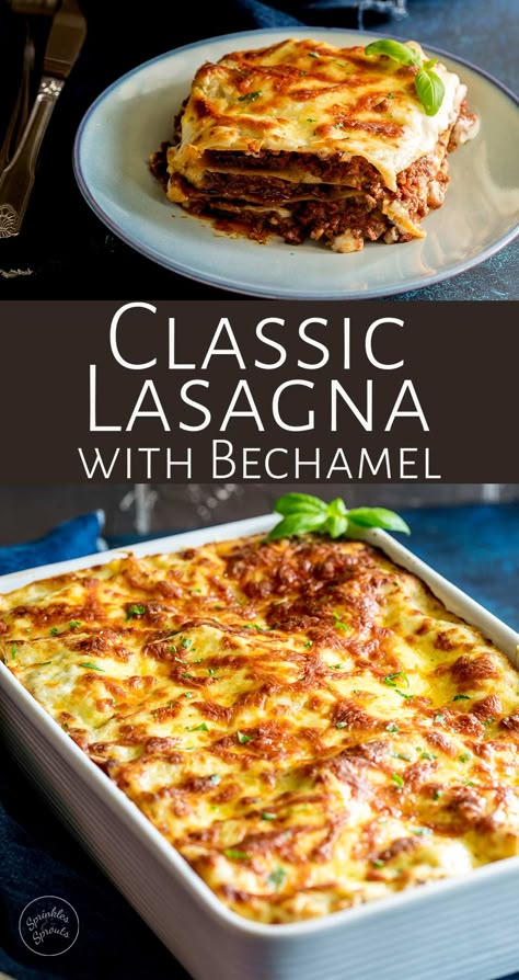 Lasagna Bechamel, Lasagna With Bechamel Sauce, Beef Lasagne, Lasagna Recipe With Ricotta, Classic Lasagna Recipe, Ragu Bolognese, Best Lasagna Recipe, Resep Pasta, Beef Lasagna