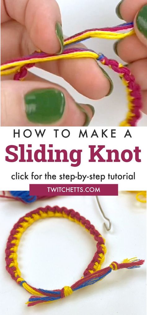 How to make an Adjustable Bracelet Knot #BeadingPatterns #BeadEmbroideryPattern #DIYBeadEmbroideryPatterns #BeadEmbroideryPatternsSimple Four Knot Bracelet, Diy Bracelet Clasp Sliding Knot, Friendship Bracelets Finishing Knot, End Of Friendship Bracelet, How To Tie A Slide Knot Bracelet, Sliding Knot For Bracelet, Tie Adjustable Bracelet, Finishing Bracelet Ends, How To Make Adjustable Friendship Bracelet