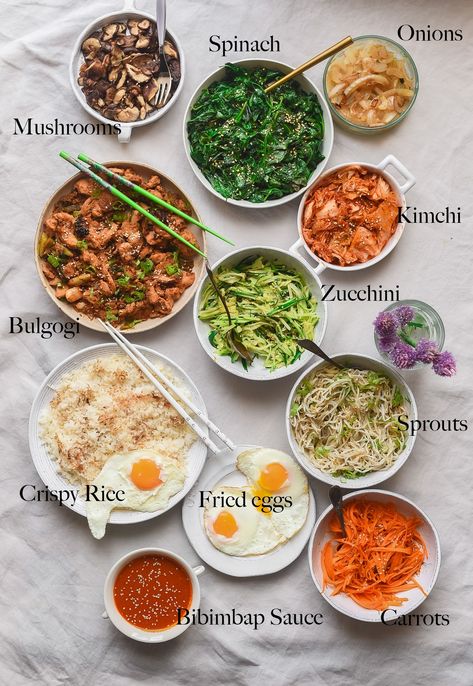 DIY Homemade Bibimbap Bowls | Nourish Deliciously Korean Bimbap Bowls Recipe, Bibimpab Bowl, Easy Bibimbap Recipe, Asian Bowls Healthy, Homemade Bibimbap, Bibimbap Bowls, Cycle Food, Women's Hormones, Fertility Food