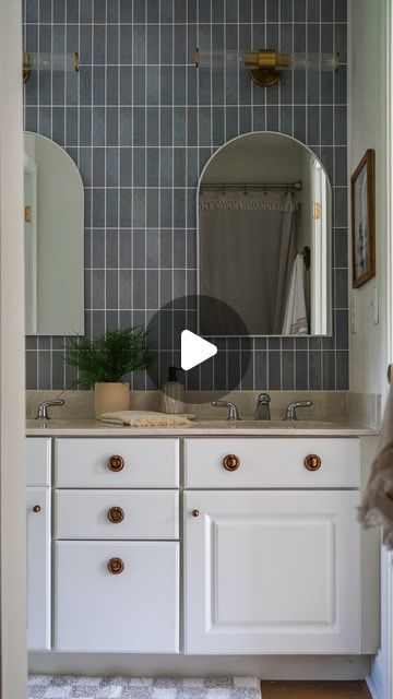 SHELLEY BATES︱DIY & Design on Instagram: "Comment TILE and I’ll send you the link! 🤍

My two tricks to make this peel & stick tile look even more realistic: 

1. Be sure to cut your tiles straight and perfectly to size before you apply them. It’s not possible to trim the tiles after they are stuck on the wall! 

2. Use caulk! I used painter’s tape so I would have a nice, straight line and it looks FLAWLESS.

I’m still so impressed with this product and will definitely use it again. It’s an inexpensive, easy way to get a designer look!

#diy #diyprojects #tile #bathroomdecor #bathroomdesign" Stick Tiles Bathroom, Peel Stick Tile, Kitchen Backsplash Designs, Peel And Stick Tile, Diy Makeover, Diy Remodel, Tile Installation, Straight Line, Contact Paper