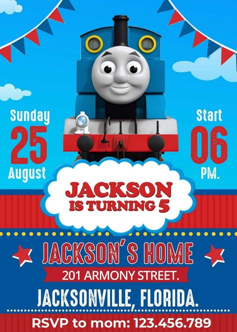 Ballet Bash: Kids Ballet Birthday Party Invitations Thomas And Friends Birthday, Friends Birthday Invitation, Train Invitation, Thomas The Train Birthday Party, Thomas Birthday, Thomas Train, Trains Birthday Party, Train Party, Train Birthday